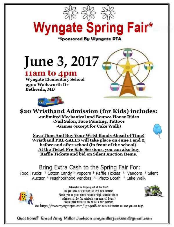 June 3rd Wyngate PTA Spring Fair! 3