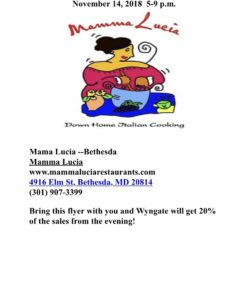Dine out at Mamma Lucia's Tonight (Nov. 14)! 1